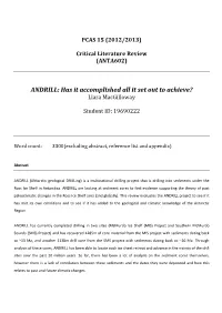 ANDRILL: Has It Accomplished All It Set out to Achieve? Llara Macgilloway