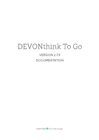 Devonthink to Go VERSION 2.7.9 DOCUMENTATION