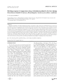 Hatching Response to Temperature Along a Latitudinal Gradient by the Fairy Shrimp Branchinecta Lindahli (Crustacea; Branchiopoda; Anostraca) in Culture Conditions