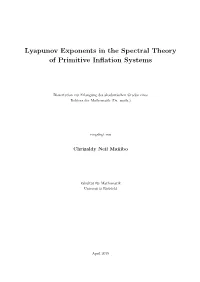 Lyapunov Exponents in the Spectral Theory of Primitive Inflation Systems