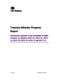 Treasury Minutes Progress Report