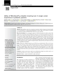 Utility of Mitrofanoff As Bladder Draining Tool