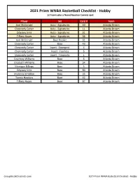 2021 Prizm WNBA Basketball Checklist - Hobby 12 Teams Plus a None/Houston Comets Spot