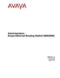 Administration Avaya Ethernet Routing Switch 8800/8600