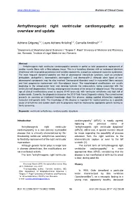 Arrhythmogenic Right Ventricular Cardiomyopathy: an Overview and Update