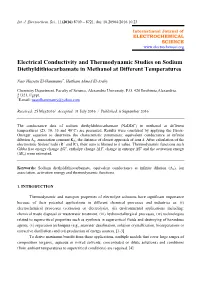 Electrical Conductivity and Thermodynamic Studies on Sodium Diethyldithiocarbamate in Methanol at Different Temperatures
