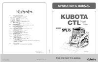 Kubota Svl75 Operators Manual