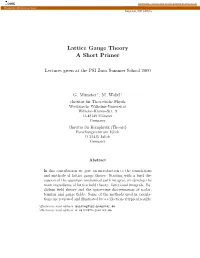 Lattice Gauge Theory a Short Primer