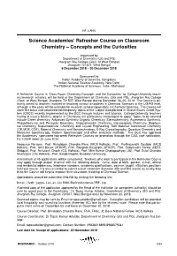 Science Academies' Refresher Course on Classroom Chemistry