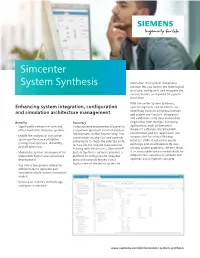 Simcenter System Synthesis