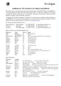 Auditions for the Gondoliers by Gilbert and Sullivan