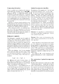 Compressing Information Kolmogorov Complexity Optimal Decompression