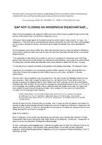GAP NOT CLOSING on INDIGENOUS DISADVANTAGE Here