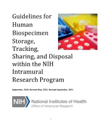 Guidelines for Human Biospecimens Storage and Tracking 12913
