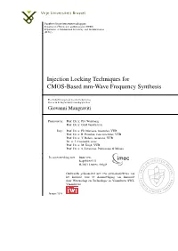 Injection Locking Techniques for CMOS-Based Mm-Wave Frequency Synthesis