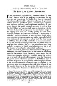 The Poor Law Report Reexamined Mark Blaug