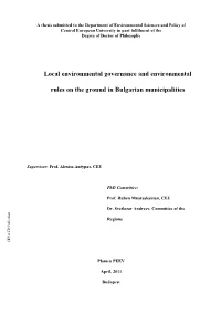 A Thesis Submitted to the Central European University, Department Of