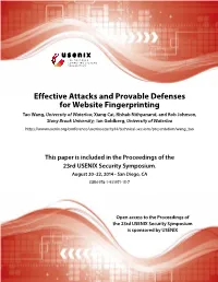 Effective Attacks and Provable Defenses for Website Fingerprinting