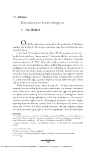 I. F. Stone Encounters with Soviet Intelligence