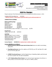 Notice of 2020 Fee Structure