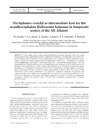 Nyctiphanes Couchii As Intermediate Host for the Acanthocephalan Bolbosoma Balaenae in Temperate Waters of the NE Atlantic