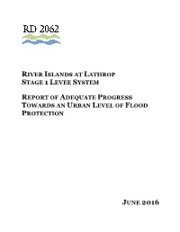 River Islands at Lathrop Stage 1 Levee System Report of Adequate Progress
