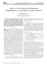 Agile to Lean Software Development Transformation: a Systematic Literature Review