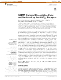 MDMA-Induced Dissociative State Not Mediated by the 5-HT2A Receptor