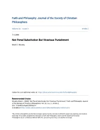 Not Penal Substitution but Vicarious Punishment