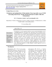 Production and Optimization of Glucoamylase from Aspergillus Oryzae NCIM 1212 Using Wheat Bran, Varying Chemical Parameters Under Solid State Fermentation