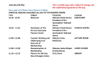 Saturday 4Th May Open Week Draft Programme
