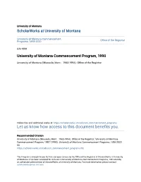 University of Montana Commencement Program, 1990