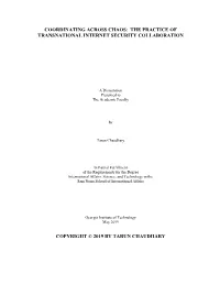 Coordinating Across Chaos: the Practice of Transnational Internet Security Collaboration