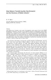 John Bolton's Variable-Baseline Interferometer and the Structure of Radio Galaxies*