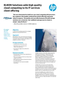 KLIKON Solutions Adds High Quality Cloud Computing to Its IT Services Client Offering