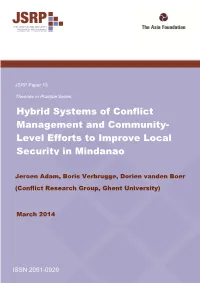 Level Efforts to Improve Local Security in Mindanao