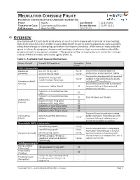 Medication Coverage Policy