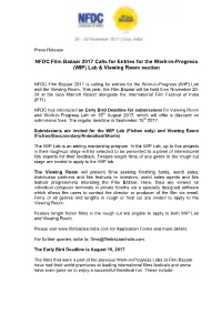NFDC Film Bazaar 2017 Calls for Entries for the Work-In-Progress (WIP) Lab & Viewing Room Section