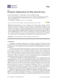 Parameter Optimization for Ship Antiroll Gyros