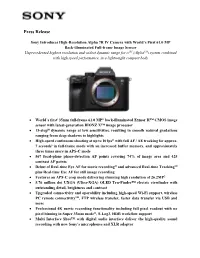 Sony Introduces High-Resolution Alpha 7R IV Camera