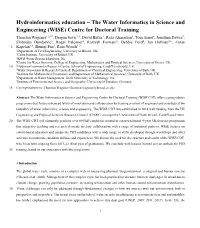The Water Informatics in Science and Engineering (WISE)