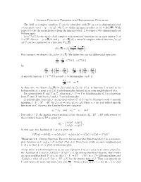 1. Inverse Function Theorem for Holomorphic Functions the Field Of