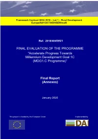 Accelerate Progress Towards Millennium Development Goal 1C (MDG1.C Programme)”