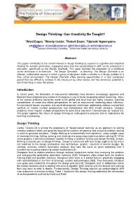 Design Thinking: Can Creativity Be Taught?