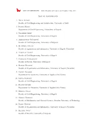 LIST of PARTICIPANTS − 14Th Colloquium on Geometry and Graphics, Velika, 2009