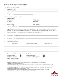 Section A: Personal Information