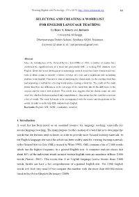 SELECTING and CREATING a WORD LIST for ENGLISH LANGUAGE TEACHING by Deny A