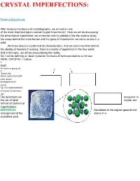 Crystal Imperfections-- Point, Line and Planar Defect
