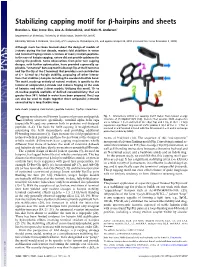 Stabilizing Capping Motif for Β-Hairpins and Sheets