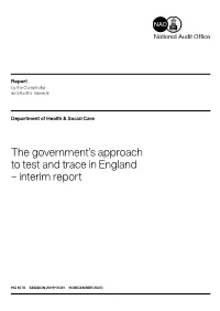 The Government's Approach to Test and Trace in England – Interim Report